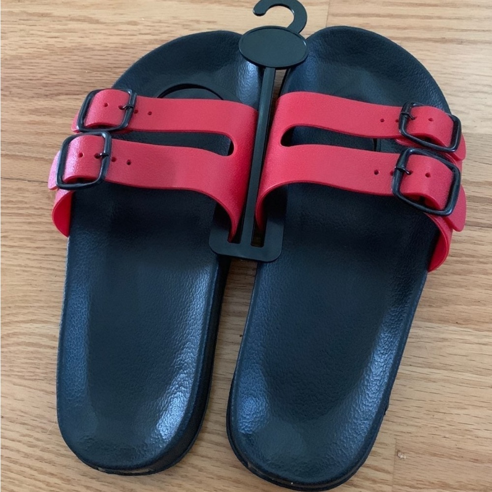 Double Buckle Waterproof Slides Sandals